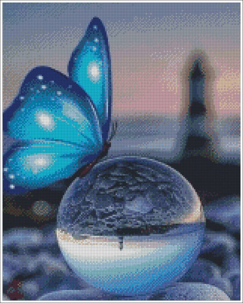 Butterfly on Glass Ball - Diamond Art