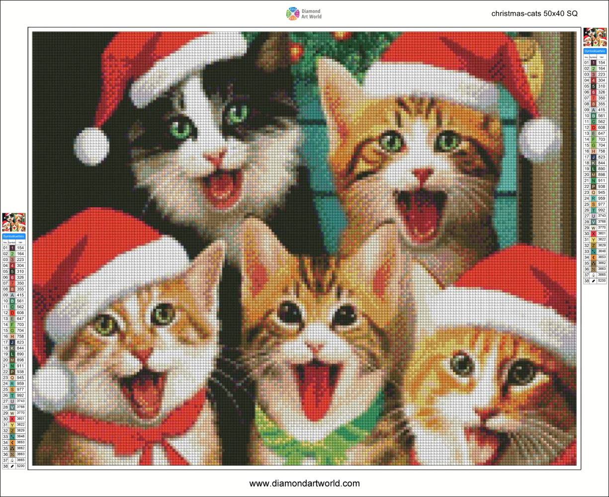 Christmas Cats - Diamond Painting Layout