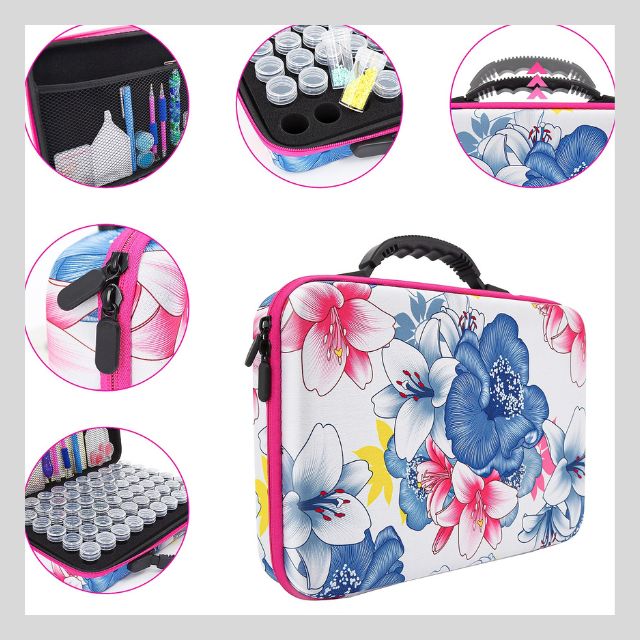Floral Case with Diamond Painting Tools and Storage Pots