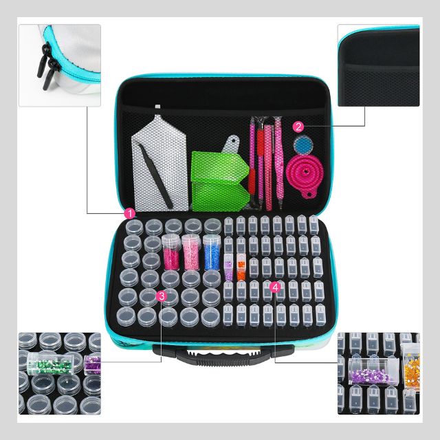 Marble Case with Diamond Painting Tools and Storage Pots - Product Image