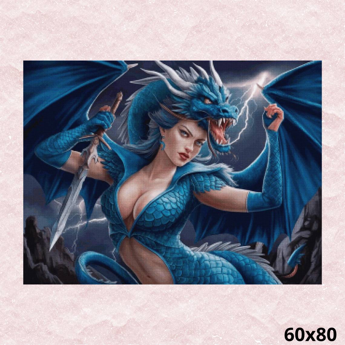 Dragon Lady in Blue 60x80 - Diamond Painting
