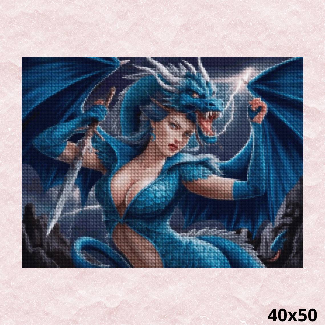 Dragon Lady in Blue 40x50 - Diamond Painting