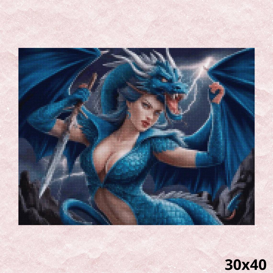 Dragon Lady in Blue 30x40 - Diamond Painting