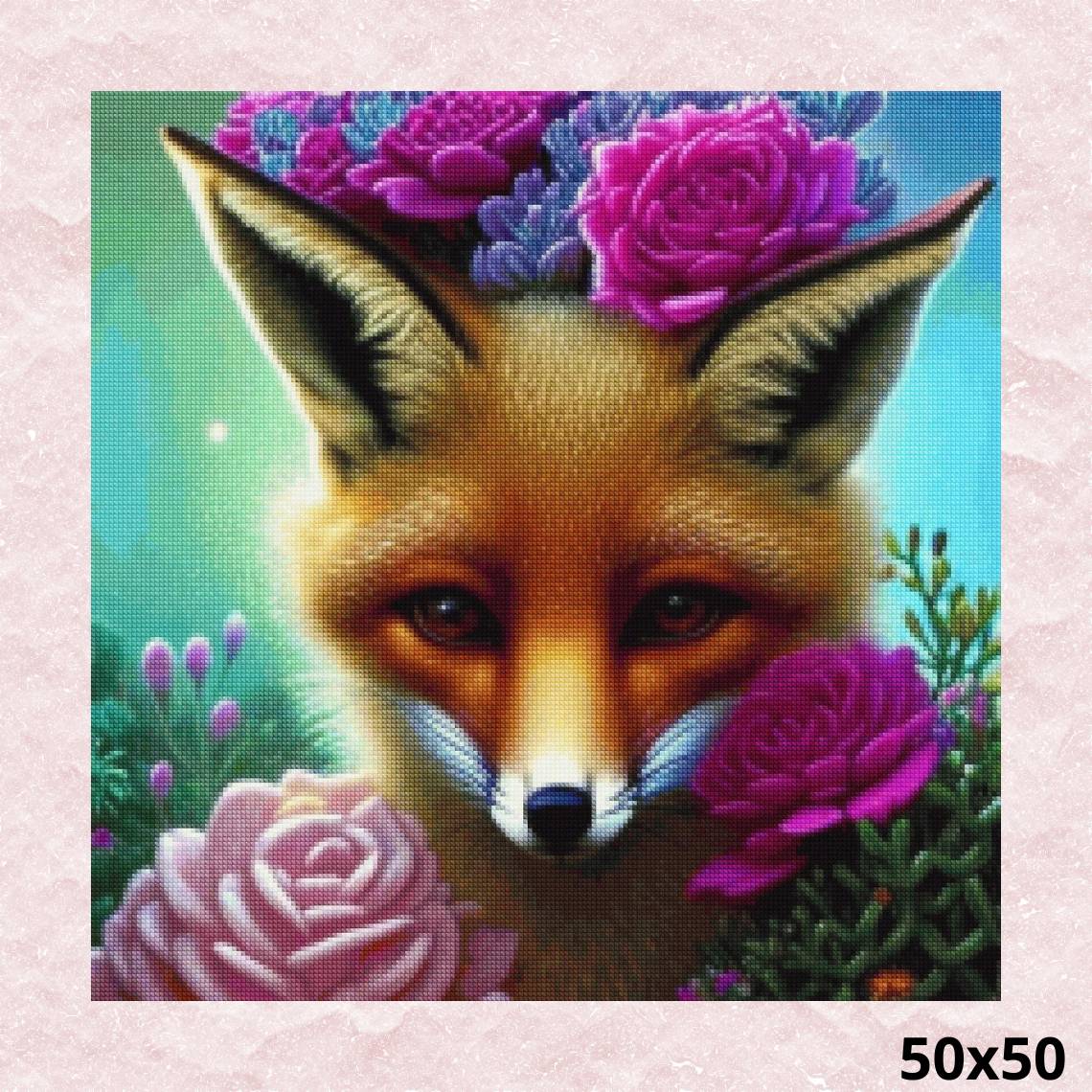 Fox the Queen of Flowers 50x50 - Diamond Painting