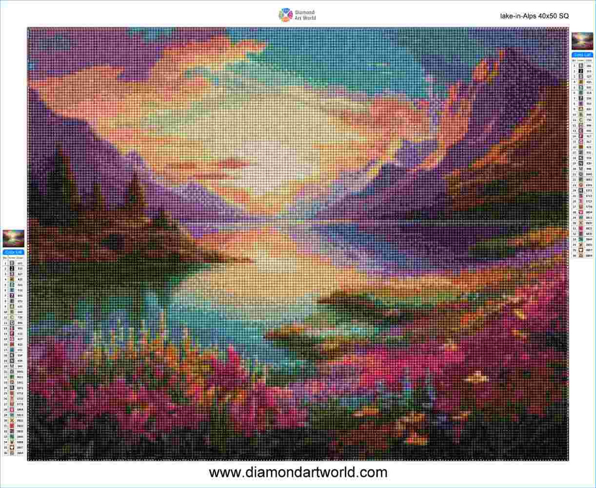 Lake in Alps - Diamond Painting Layout