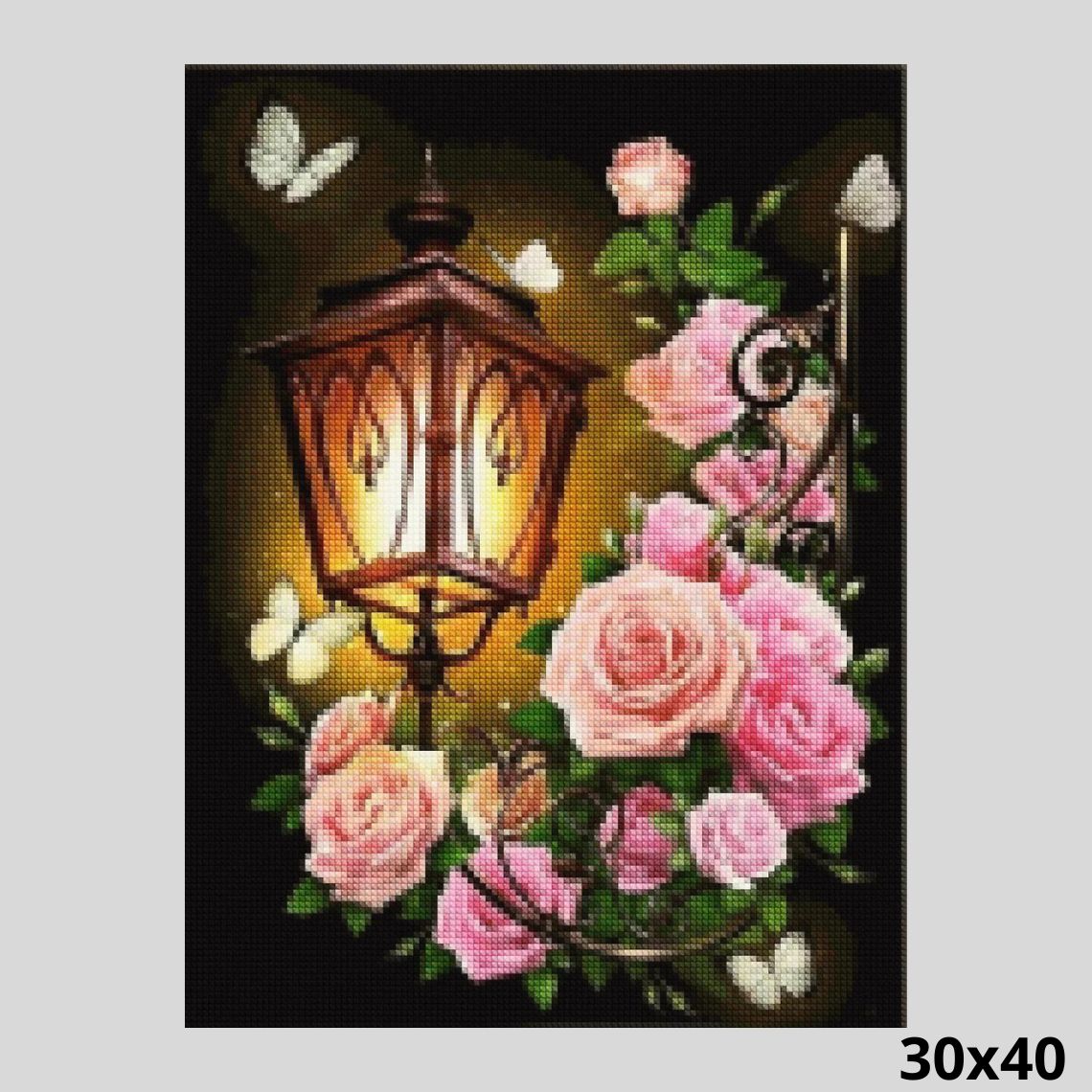 Lantern and Roses 30x40 - Diamond Art World