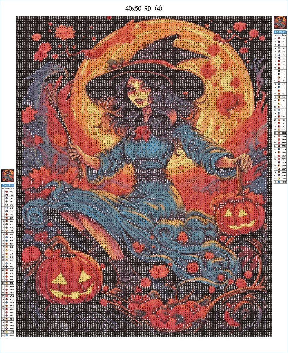 Moonlit Mystique Witch 40x50 RD- AB Diamond Painting