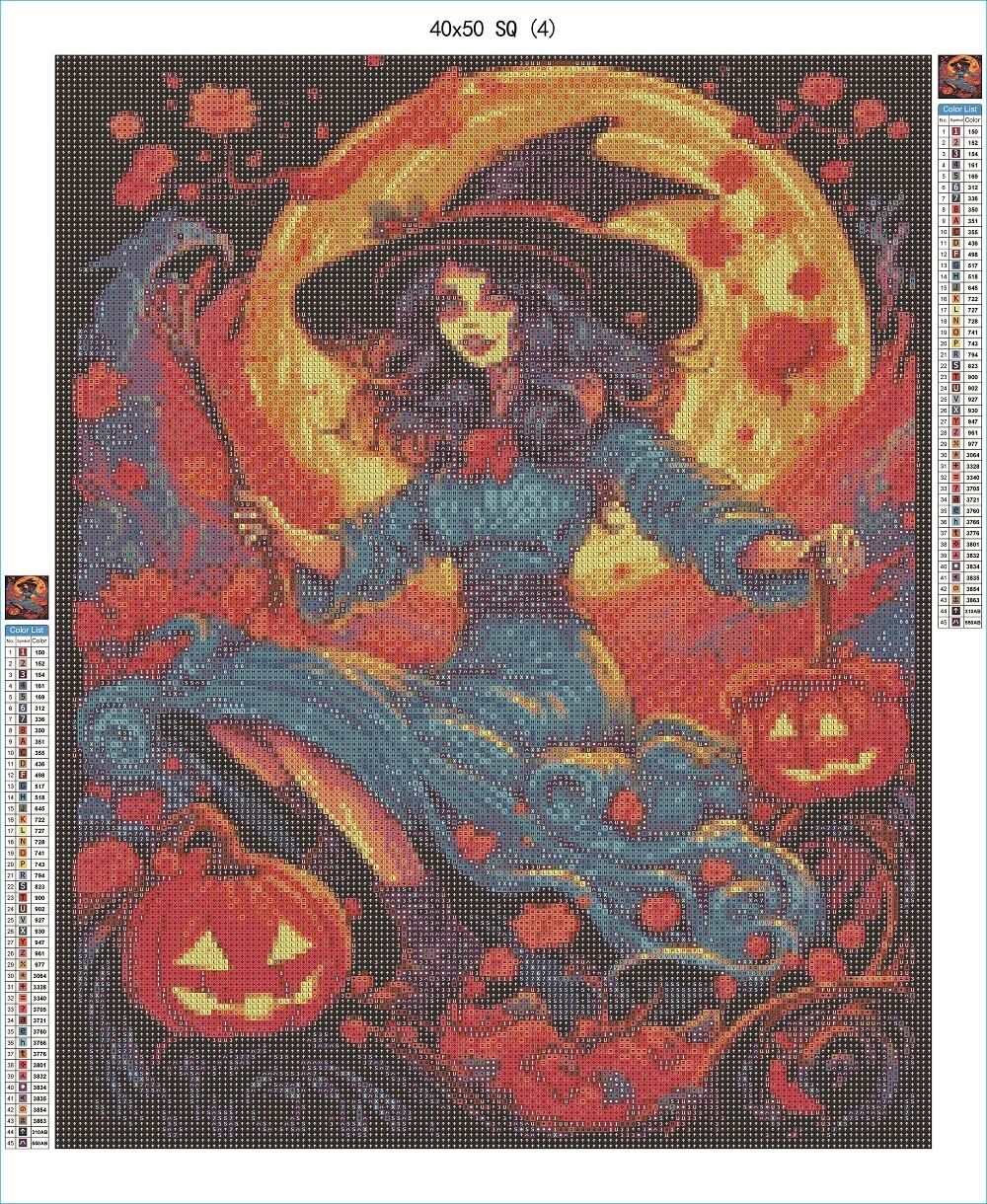 Moonlit Mystique Witch 40x50 SQ - AB Diamond Painting