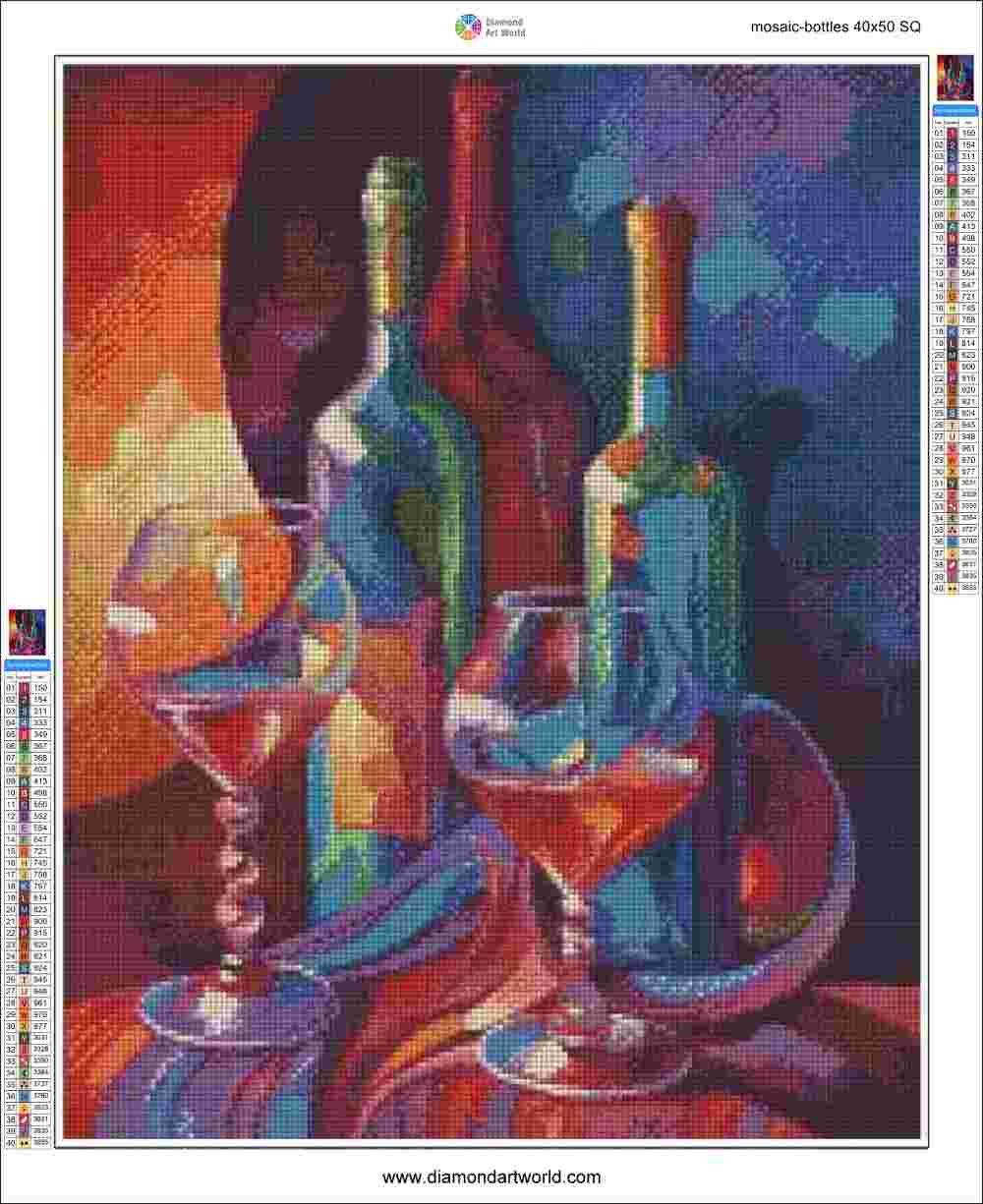 Mosaic Bottles - Diamond Painting Layout
