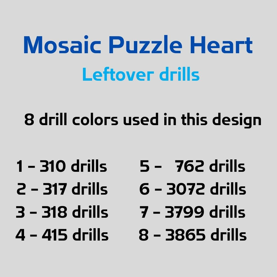 Mosaic Puzzle Heart - Leftover drills count