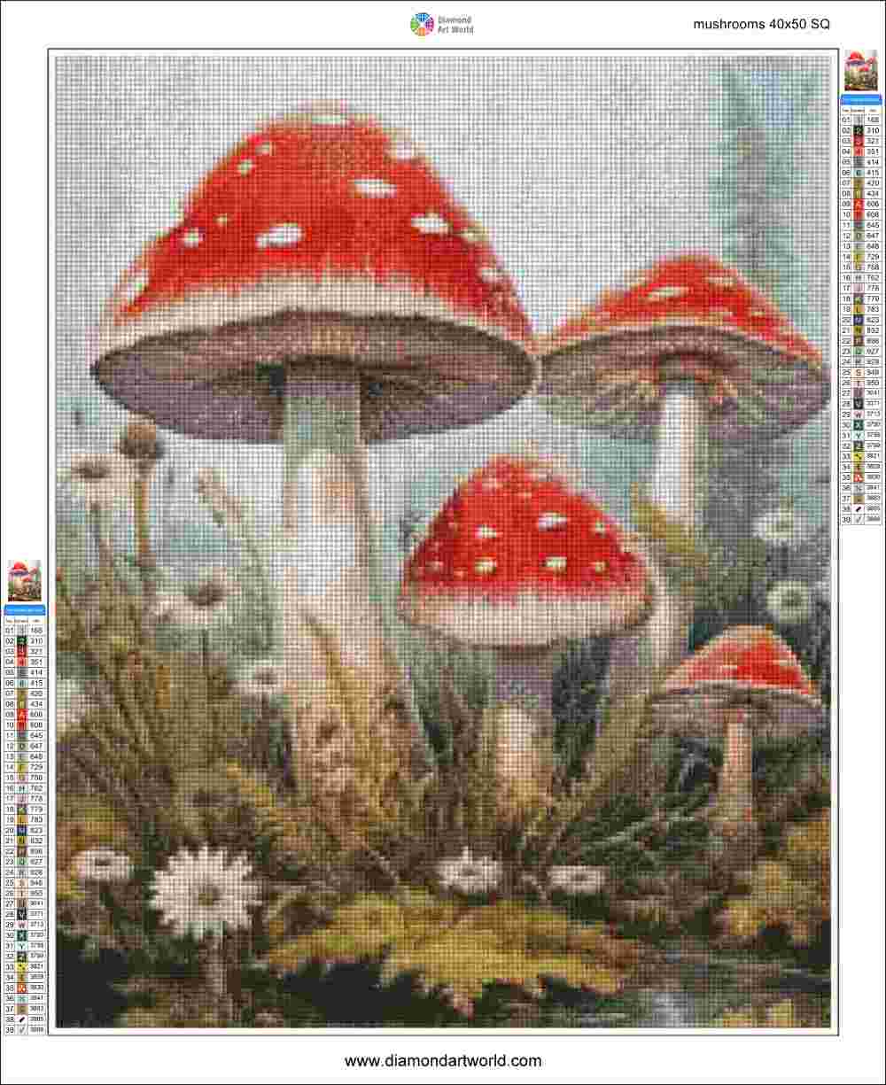 Mushrooms - Diamond Painting Layout