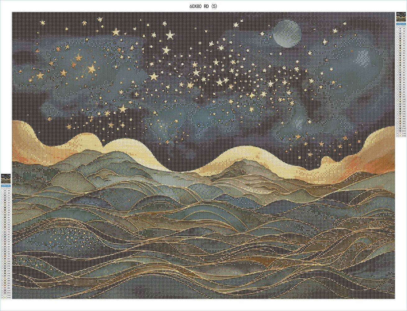 Nightscape over Gilded Tides 60x80 RD - AB Diamond Painting