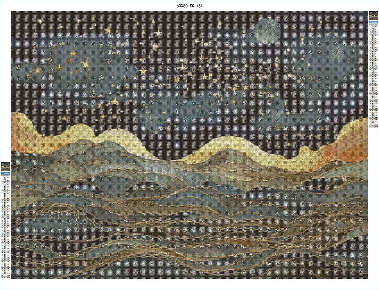Nightscape over Gilded Tides 60x80 SQ - AB Diamond Painting