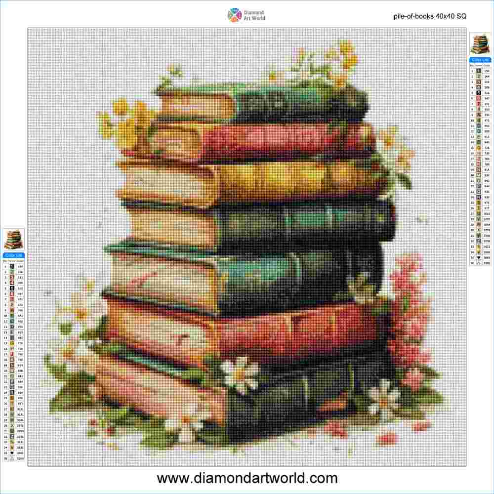 Pile of Books - Diamond Painting Layout