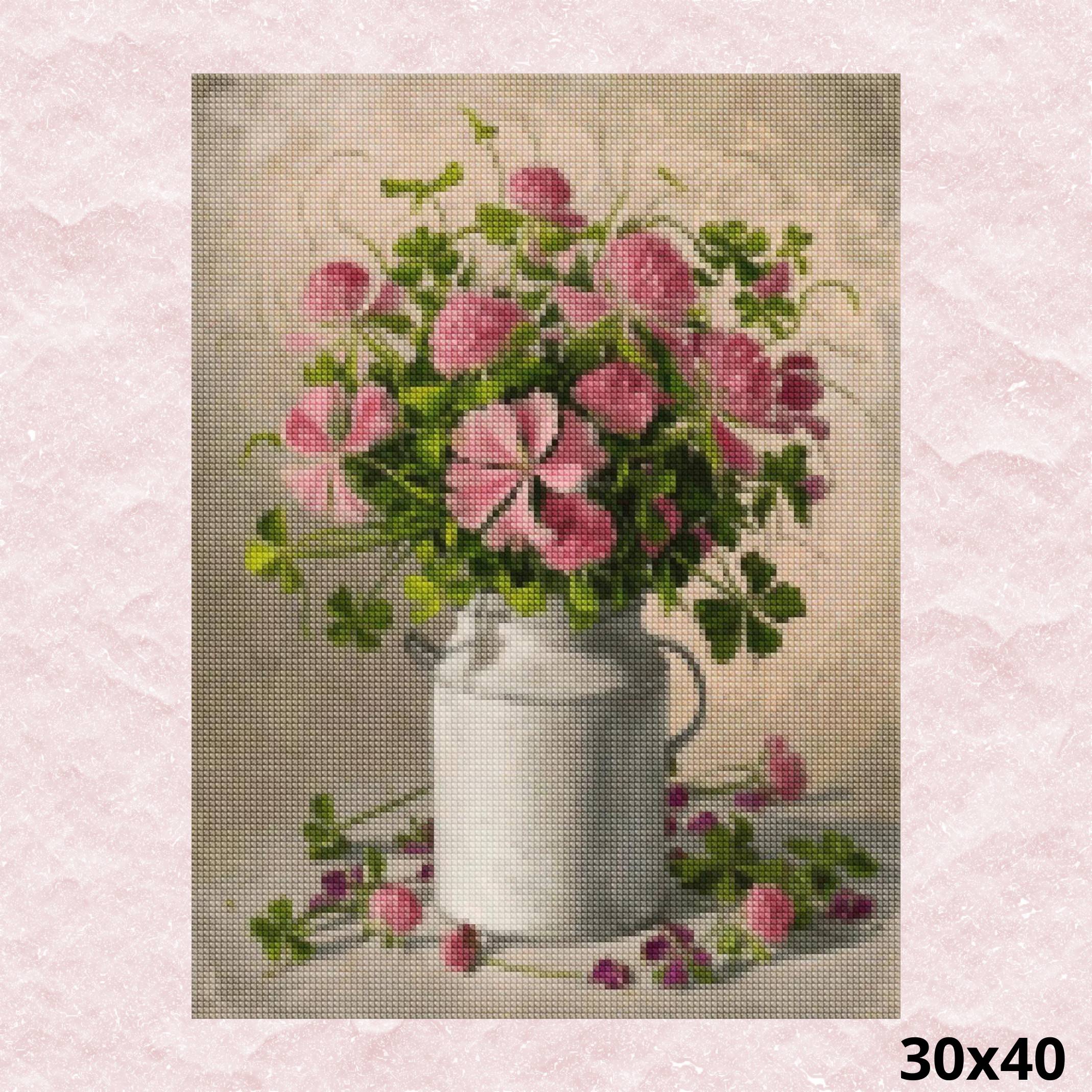 Pink Wild Flowers 30x40 - Diamond Painting