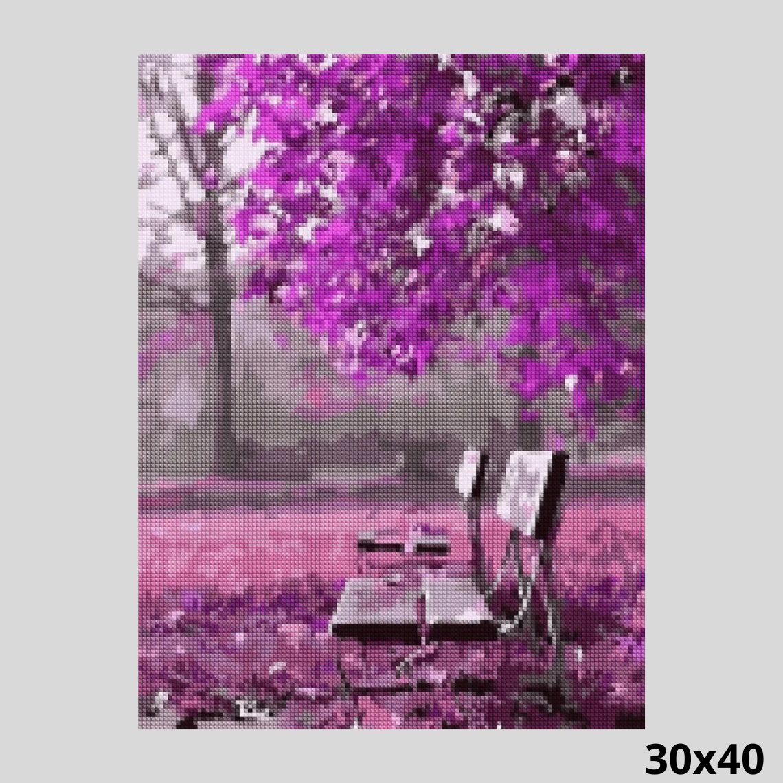 Purple Autumn in Park 30x40 - Diamond Painting