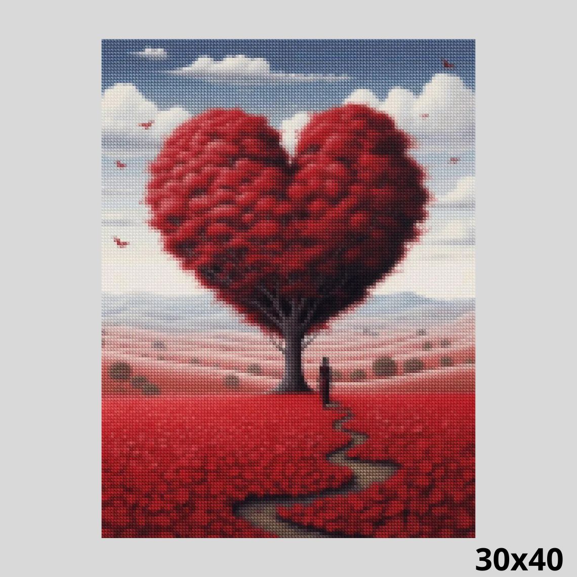 5d Diamond Art Heart Shaped Tree Red Foliage Valentines,Diamond