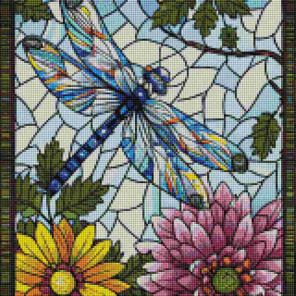 Stained Glass Dragonfly - Diamond Art