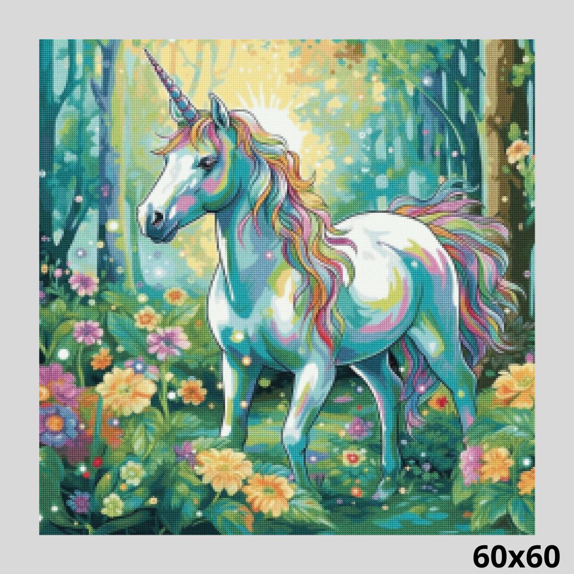 Diamond Painting Deutschland - Diamond Painting picture stretched on a  wooden stretcher, unicorn, round rhinestones diamonds, approx. 50x40cm,  partial picture