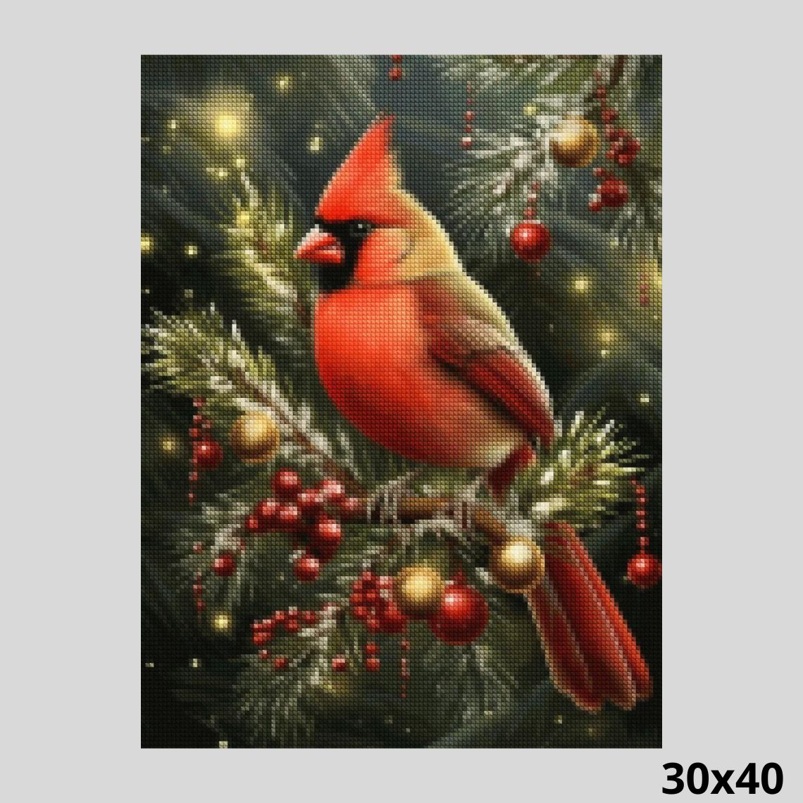 Winter Cardinal Perch - Diamond Painting Kit