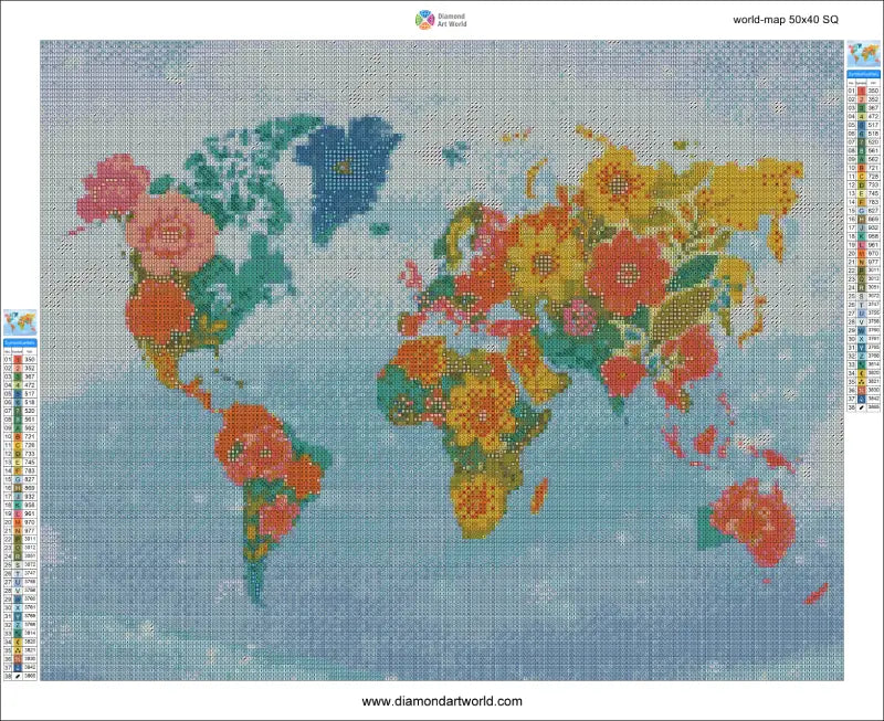 World Map - Diamond Painting Layout