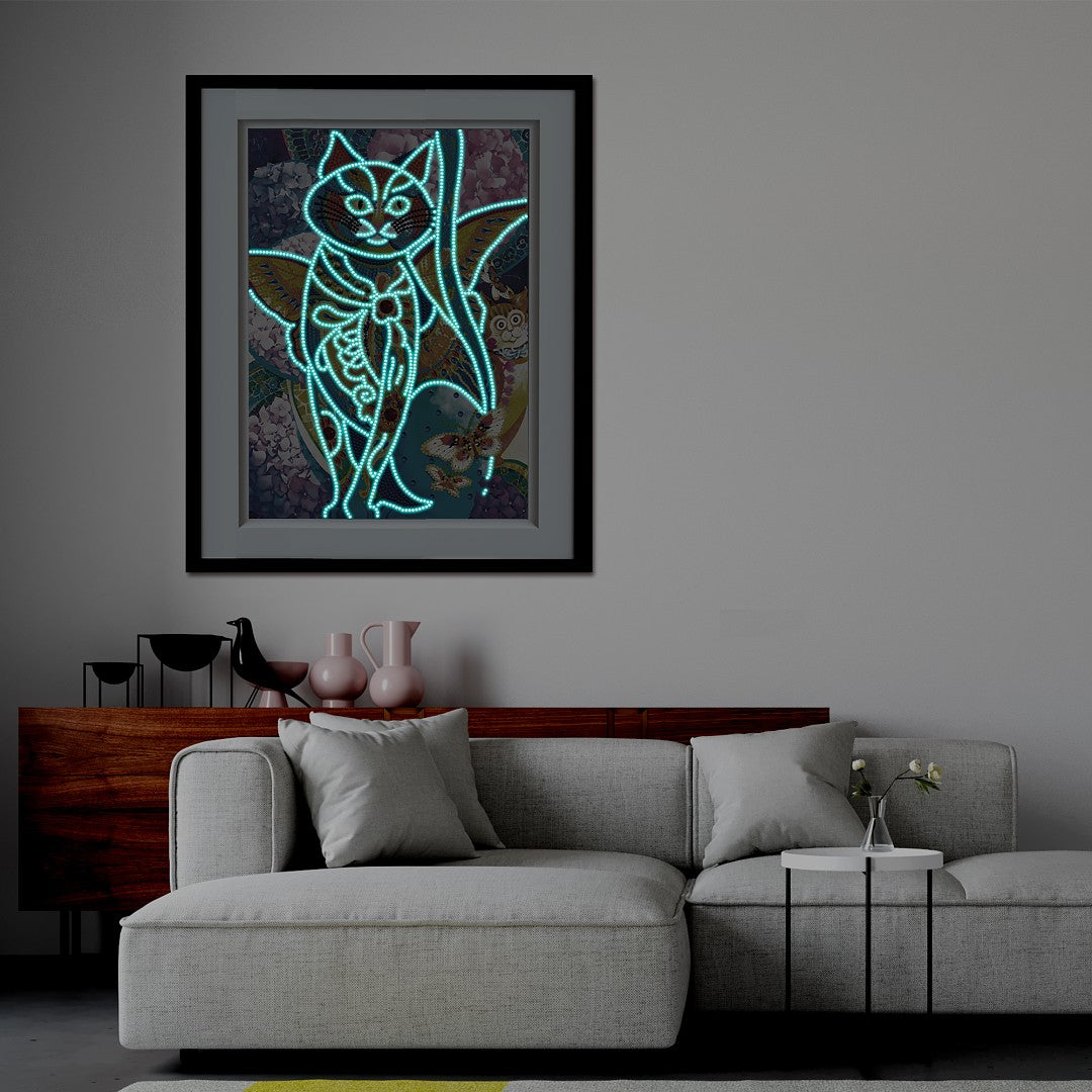 Playful Cat Glow in the Dark Night