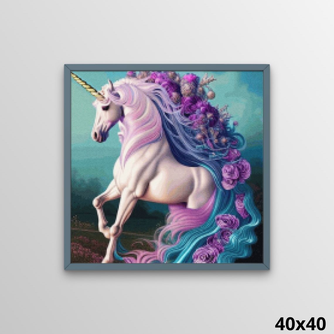 Majestic Unicorn with Flowery Mane - Diamond Painting