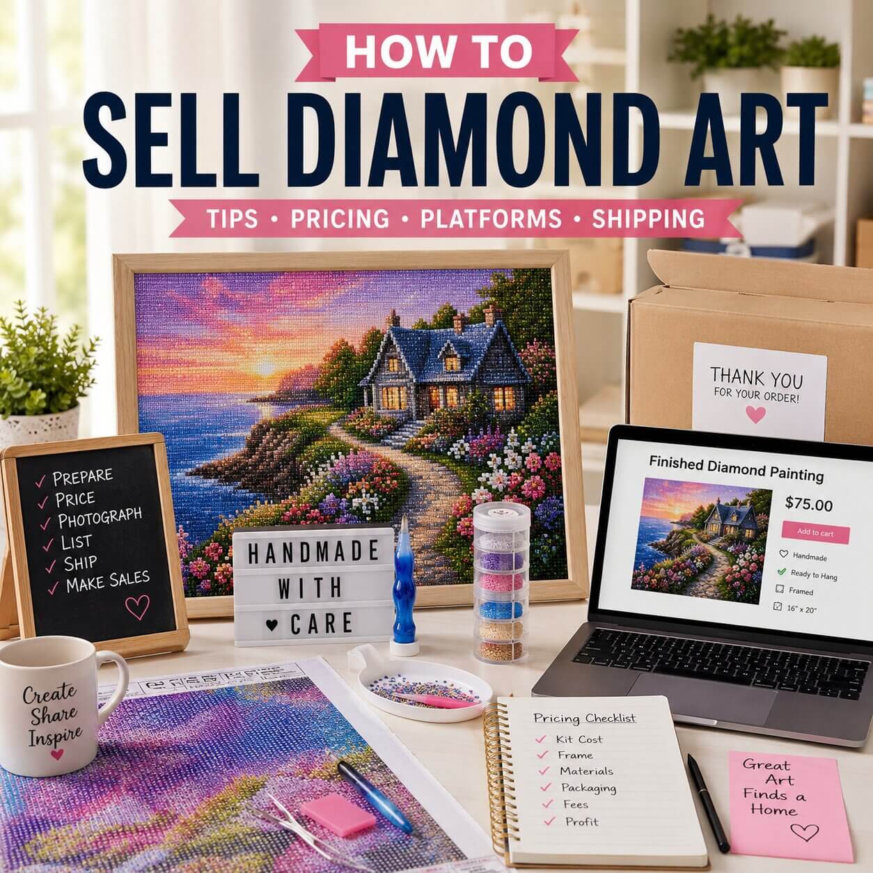 how to sell finished diamond art