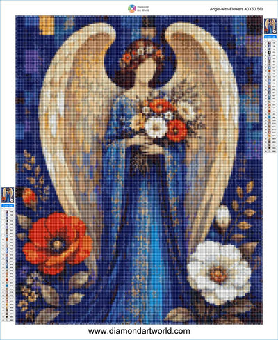 Angel with Flower - Diamond Painting Layout