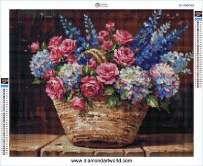 Basket Full of Flowers - Diamond Painting Layout