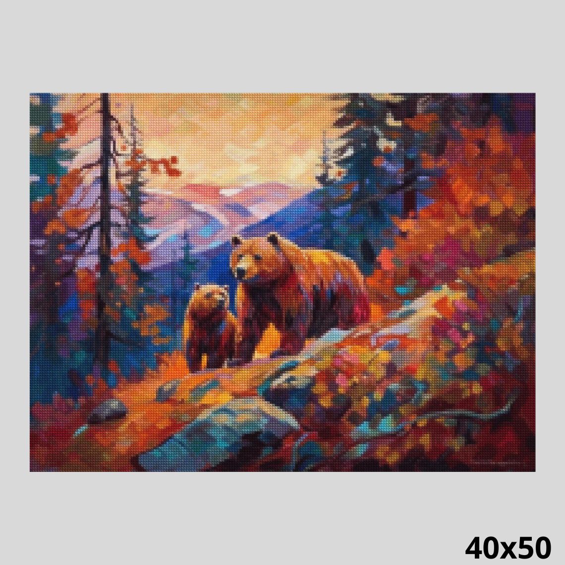 Bears in Mountains 40x50 Diamond Painting