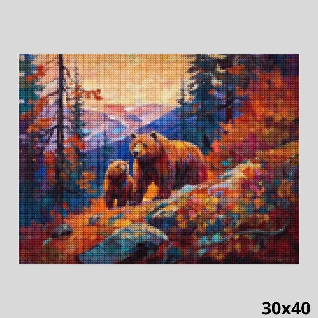 Bears in Mountains 30x40 Diamond Painting
