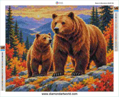 Bears in Mountains - Diamond Painting Layout