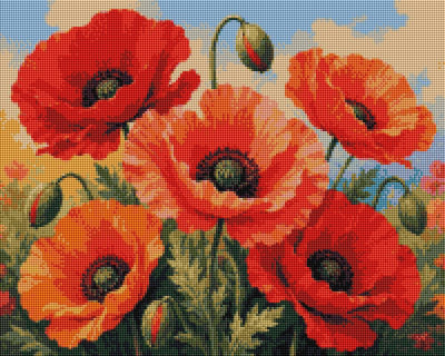 Beautiful Poppy Flowers - Diamond Art