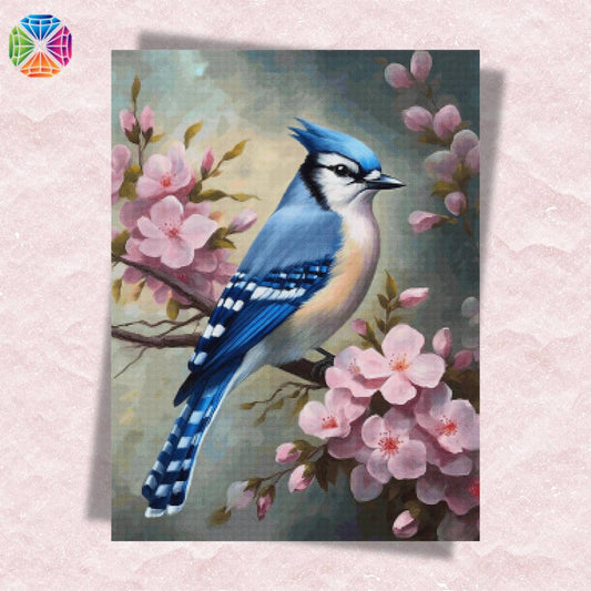 Bird with Violet Flowers - Diamond Painting