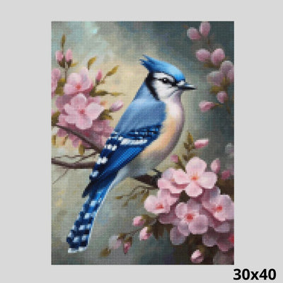 Bird with Violet Flowers 30x40 Diamond Painting