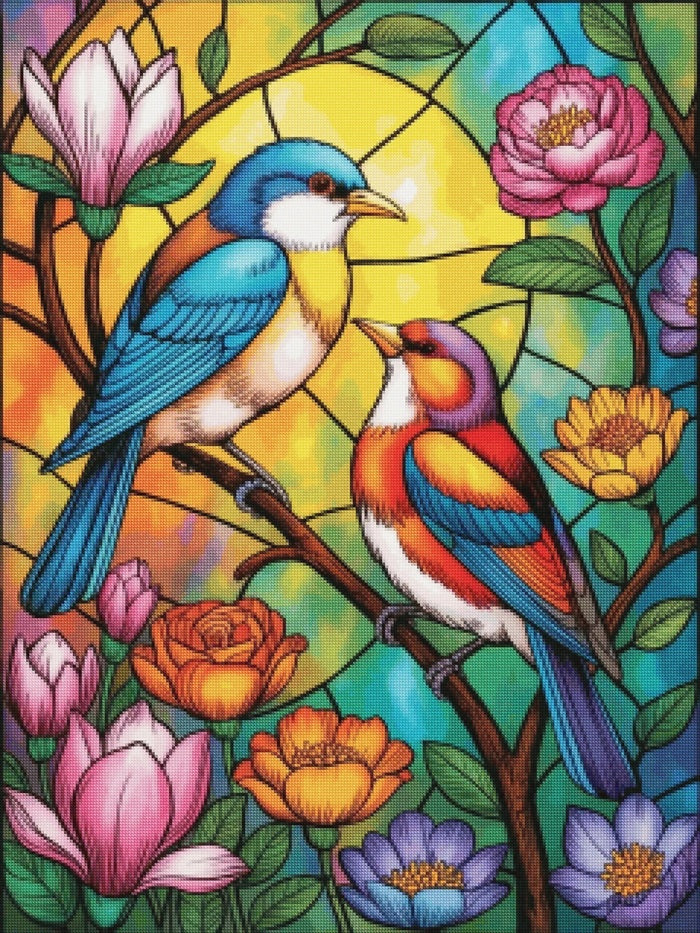 Birds Stained Glass Diamonds- Diamond painting