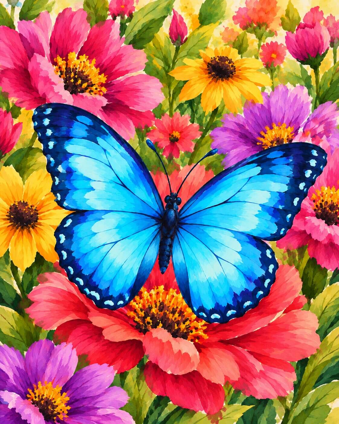 Butterfly on Meadow - Diamond Painting