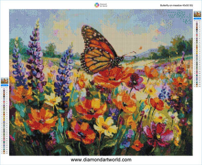 Butterfly on Meadow - Diamond Painting Layout