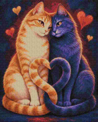 Cat Connection of Love - Diamond Art
