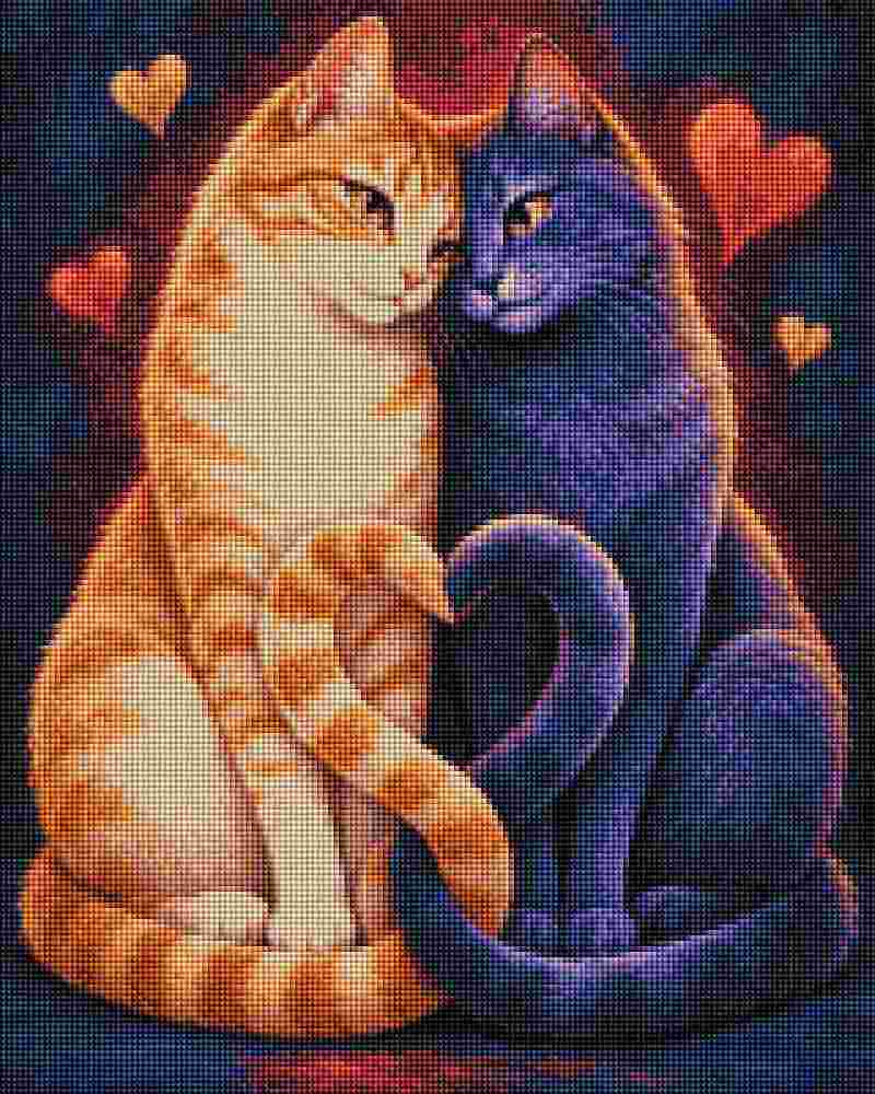 Cat Connection of Love - Diamond Art
