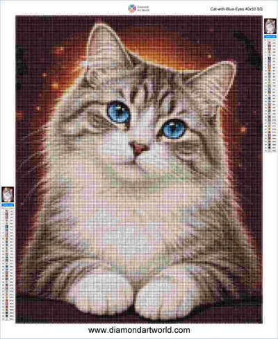 Cat with Blue Eyes - Diamond Painting Layout