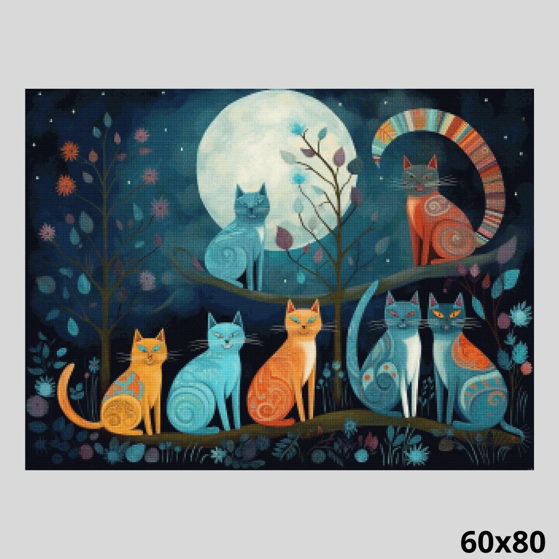 Cats Having Moon Time 60x80 Diamond Painting