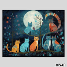 Load image into Gallery viewer, Cats Having Moon 30x40 Time Diamond Painting
