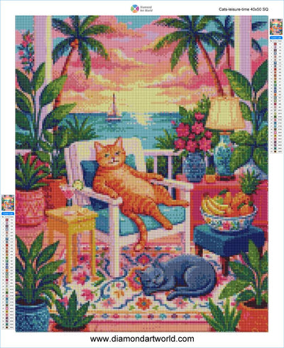 Cats Leisure Time - Diamond Painting Layout