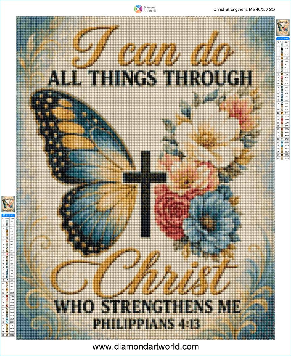 Christ Strengthens Me - Diamond Painting Layout