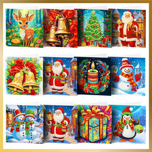 12 Pcs Diamond Painting Christmas Cards - Cute Christmas