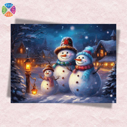 Christmas Snowman Family - Diamond Painting