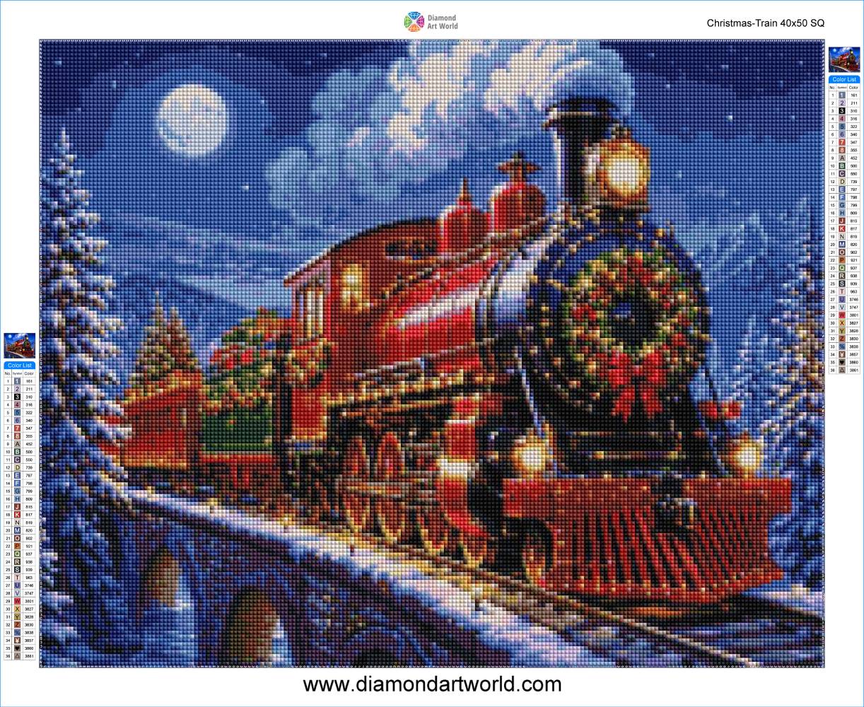 Christmas Train - Diamond Painting Layout