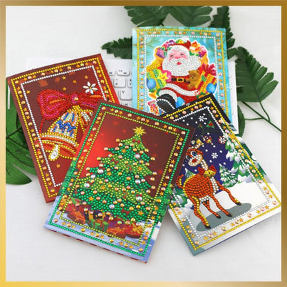 4 Pcs Diamond Painting Christmas Cards - Christmas Glitter